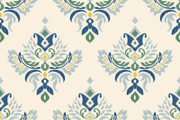 Beyaz arkaplana Ikat desenli desenli işlemeler, İkat etnik doğulu dikişsiz desenler geleneksel. Doku, kumaş, giysi, süsleme, dekorasyon için tasarım..