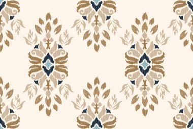 Beyaz arkaplana Ikat desenli desenli işlemeler, İkat etnik doğulu dikişsiz desenler geleneksel. Doku, kumaş, giysi, süsleme, dekorasyon için tasarım..