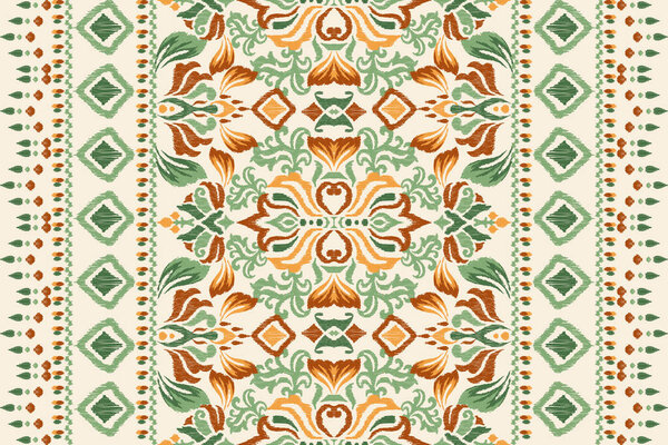 Ikat цветочные paisley вышивки на белом фоне. Ikat этнический восточный узор traditional.Aztec стиль абстрактный вектор illustration.design для текстуры, ткани, одежды, обертывания, украшения, шарф, ковер