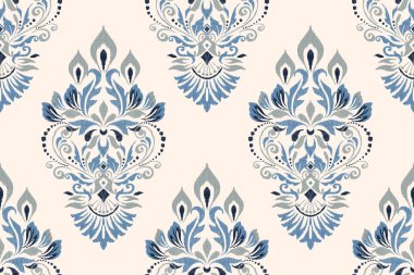 Beyaz arkaplana Ikat desenli desenli işlemeler, İkat etnik doğulu dikişsiz desenler geleneksel. Doku, kumaş, giysi, süsleme, dekorasyon için tasarım..