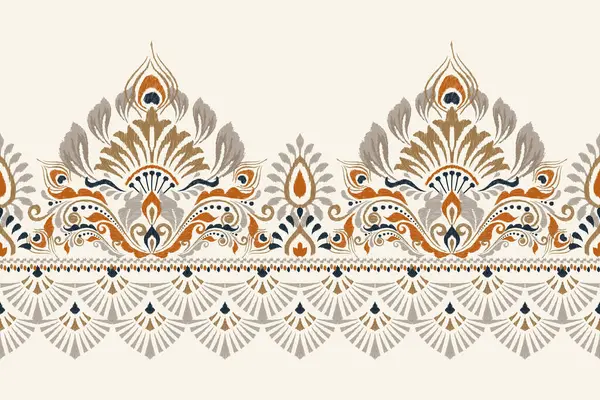 Beyaz arka plana Ikat desenli desenli işleme.Etnik oryantal desen geleneği. Doku, kumaş, giysi, ambalaj, dekorasyon, halı, eşarp için soyut vektör çizimi.