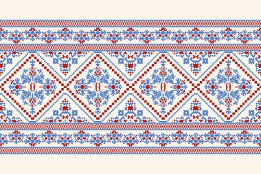 Slav süs desenleri geleneksel.Geometrik etnik oryantal nakış beyaz zemin üzerinde soyut vektör çizimi. Doku, kumaş, giysi, ambalaj, dekorasyon, sarong için tasarım.