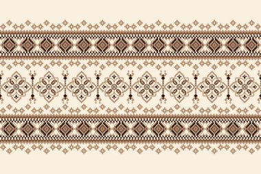 Beyaz arkaplan vektörü illüstrasyonunda çiçek pikseli sanat deseni. Geometrik etnik oryantal nakış, geleneksel, Aztek tarzı soyut özgeçmiş. Doku, kumaş, giysi, sargı için tasarım.