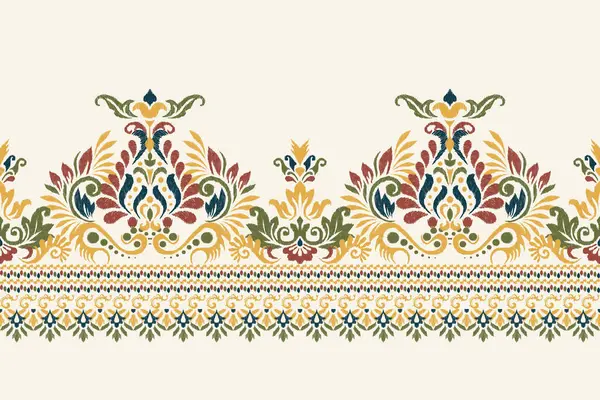 Ikat Blumenmuster Auf Weißem Hintergrund Vektor Illustration Damask Ikat Orientalische Vektorgrafiken