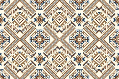 Beyaz arka planda kusursuz çiçek haçı deseni. Geometrik etnik oryantal nakış geleneği. Aztec tarzı, soyut arka plan, vektör çizimi. Doku, kumaş, dekorasyon, baskı tasarımı.