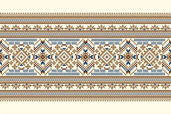 Цветочный Крест Стежок Шаблон Белом Фоне Geometric Этнической Восточной Вышивки Стоковая Иллюстрация