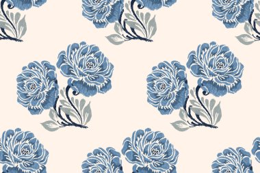 Beyaz arkaplan vektör illüstrasyonunda gül çiçekleri pürüzsüz desen .damaske dikişsiz desen, el çizimi, klasik duvar kağıdı. Doku, kumaş, giysi, dekorasyon, moda.