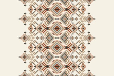 Beyaz arkaplan vektörü illüstrasyonunda geometrik etnik desen. Geometrik oryantal nakış geleneği, soyut arkaplan. Doku, kumaş, giysi, dekorasyon, sarong, baskı için tasarım.