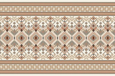 Beyaz arkaplan vektörü illüstrasyonunda geometrik etnik desen. Geometrik oryantal nakış geleneği, soyut arkaplan. Doku, kumaş, giysi, dekorasyon, sarong, baskı için tasarım.