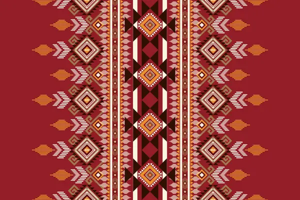 stock vector Geometric ethnic design pattern on red background vector illustration.geometric oriental embroidery traditional.Aztec style,abstract background.design for texture,fabric,clothing,decoration,print.