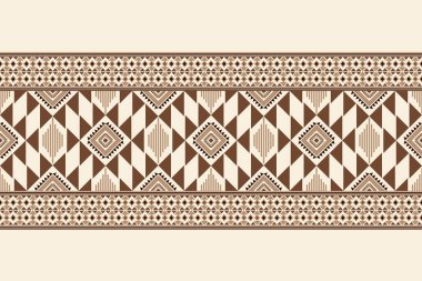 Beyaz arkaplan vektör illüstrasyonunda geometrik etnik desen. Geometrik doku, kumaş, giysi, dekorasyon. Bej arkaplan