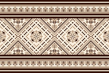 Beyaz arkaplan vektörü illüstrasyonunda geometrik etnik tasarım deseni. Doku, kumaş, giysi, dekorasyon, baskı, soyut arkaplan