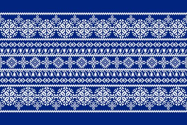 Tayland deseni, mavi ve beyaz arkaplan, vektör illüstrasyonu