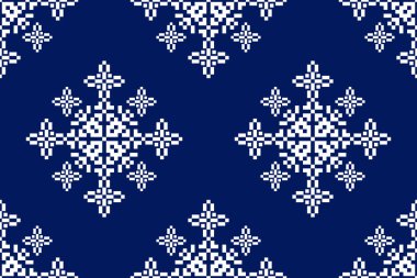 Tayland deseni, mavi ve beyaz arkaplan, vektör illüstrasyonu