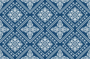 Ukrayna desensiz vektör çizimi, mavi ve beyaz arkaplan, Slav süslemesi. Doku, kumaş, giysi, dekorasyon, baskı için tasarım 