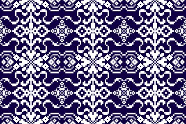 Geometrik çiçek desensiz arkaplan vektörü illüstrasyonu.Çiçek çapraz dikiş deseni geleneği, soyut arkaplan. Doku, kumaş, giysi, dekorasyon, eşarp, baskı için tasarım