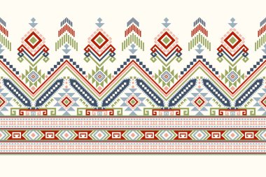 Geometrik etnik oryantal desen geleneksel, soyut arkaplan vektör illüstrasyonu, Aztek stili. Doku, kumaş, giysi, dekorasyon, baskı için tasarım.