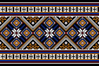 Geometrik etnik oryantal desen geleneksel, soyut arkaplan vektör ilüstrasyonu, Aztek tarzı, bohem arkaplan. Doku, kumaş, giysi, atkı, dekorasyon için tasarım.