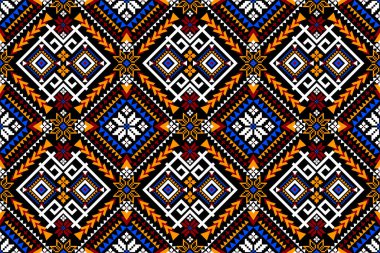 Siyah arkaplan vektör illüstrasyonunda geometrik çiçekler pürüzsüz desen.