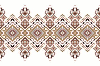 Geometrik etnik oryantal desen geleneksel, soyut arkaplan vektör ilüstrasyonu, Aztek tarzı, bohem arkaplan. Doku, kumaş, giysi, atkı, dekorasyon için tasarım.