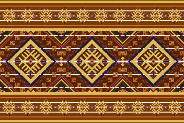 Geometrik etnik oryantal desen geleneksel, soyut arkaplan vektör ilüstrasyonu, Aztek tarzı, bohem arkaplan. Doku, kumaş, giysi, atkı, dekorasyon için tasarım.