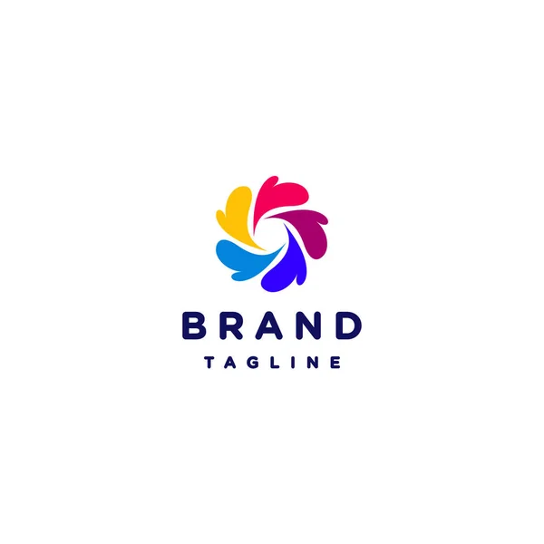Minimalista Cinco Corações Coloridos Rotativos Rotativa Colorido Coração Ícone Logotipo — Vetor de Stock