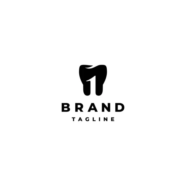 Enkel Tandläkare Logotyp Design Nummer Ett Tänder Silhouette Enkel Tänder — Stock vektor