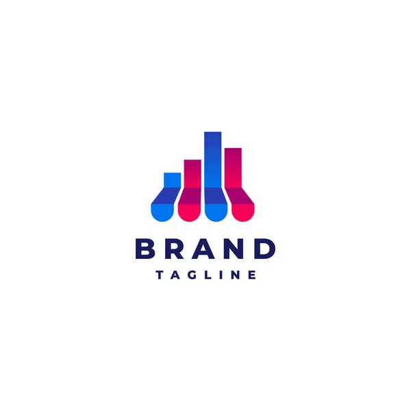 Ícone Telhado Loja Com Gráfico Barras Logo Design Ícone Gráfico — Vetor de Stock