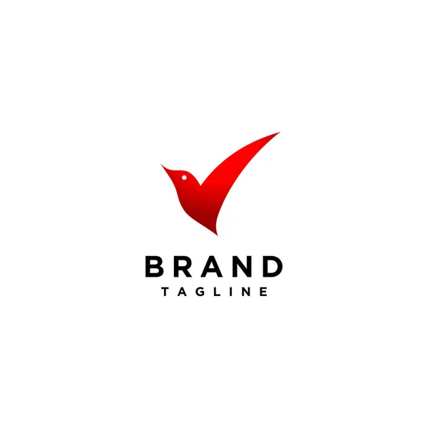 Minimalista Red Bird Verifique Design Logotipo Modelo Logo Sobre Identificação — Vetor de Stock