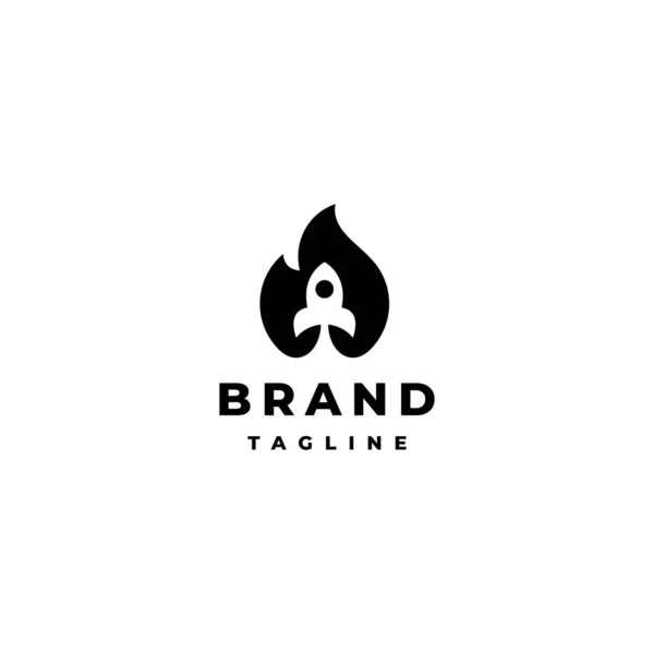 Alev Sembol Logosu Çinde Roket Simgesi Simgeyi Roket Ile Ateşle — Stok Vektör