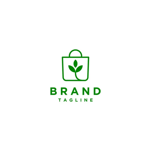 Diseño Logo Natural Shopping Bags Tienda Natural Con Icono Bolsa — Archivo Imágenes Vectoriales