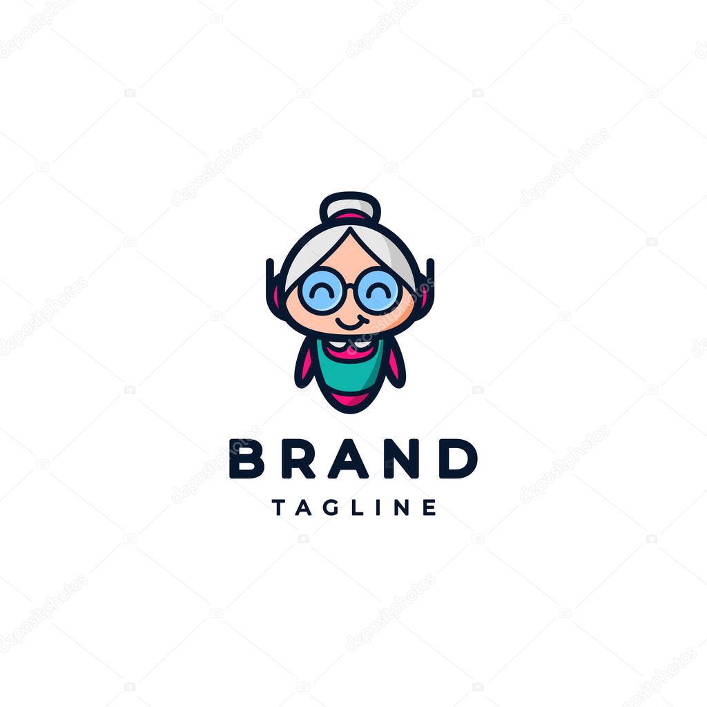 Nanny Bot Mascot Logo Design. Friendly Robot Nanny Mascot Logo Design.