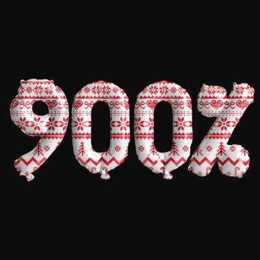 Arka planda izole edilmiş yüzde balonların, noel satışlarının 3D çizimi