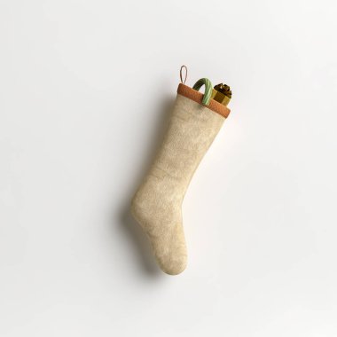 Noel arifesinde çorabın beyaz arka planda izole edilişinin 3D çizimi