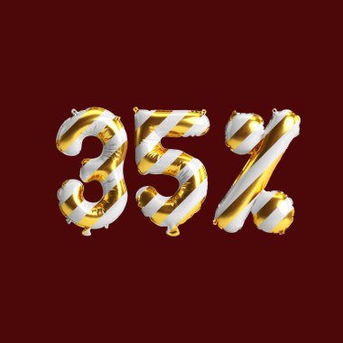 Arka planda izole edilmiş yüzde balonların, noel satışlarının 3D çizimi