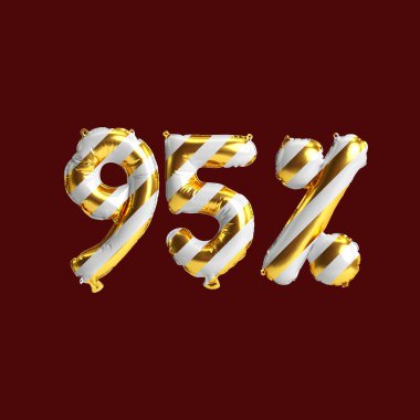 Arka planda izole edilmiş yüzde balonların, noel satışlarının 3D çizimi