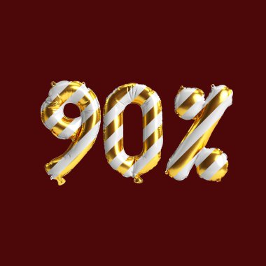 Arka planda izole edilmiş yüzde balonların, noel satışlarının 3D çizimi