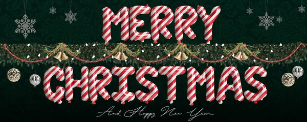 Illustration Baner Christmas Luxury Font Green Background — Stock Photo, Image