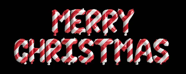 Иллюстрация Весёлых Шариков Буквами Рождества Изолированных Чёрном Фоне — стоковое фото