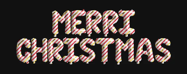 黒の背景に孤立した陽気なクリスマスレターバルーンの3Dイラスト — ストック写真