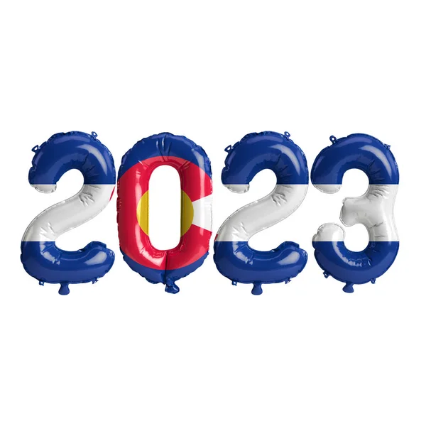 Ilustração 2023 Balões Cor Bandeira Colorado Isolados Fundo Branco — Fotografia de Stock