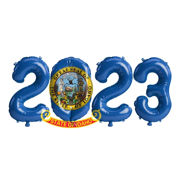 Εικονογράφηση Του 2023 Μπαλόνια Στο Χρώμα Σημαία Idaho Απομονώνονται Λευκό — Φωτογραφία Αρχείου