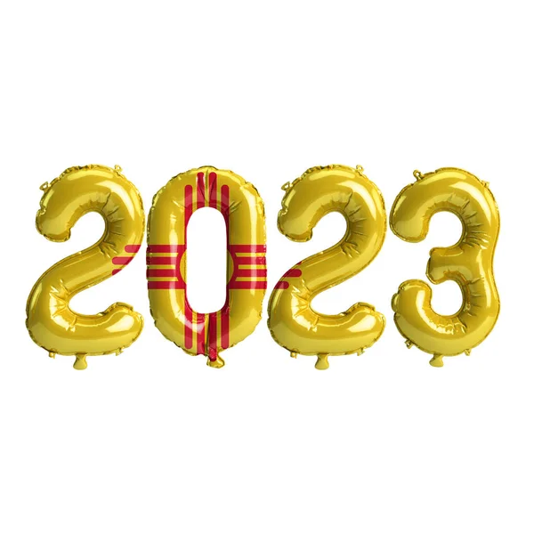 Illustratie Van 2023 Ballonnen New Mexico Vlag Kleur Geïsoleerd Witte — Stockfoto