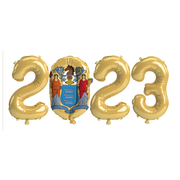 Ilustração 2023 Balões Nova Jersey Bandeira Cor Isolada Fundo Branco — Fotografia de Stock