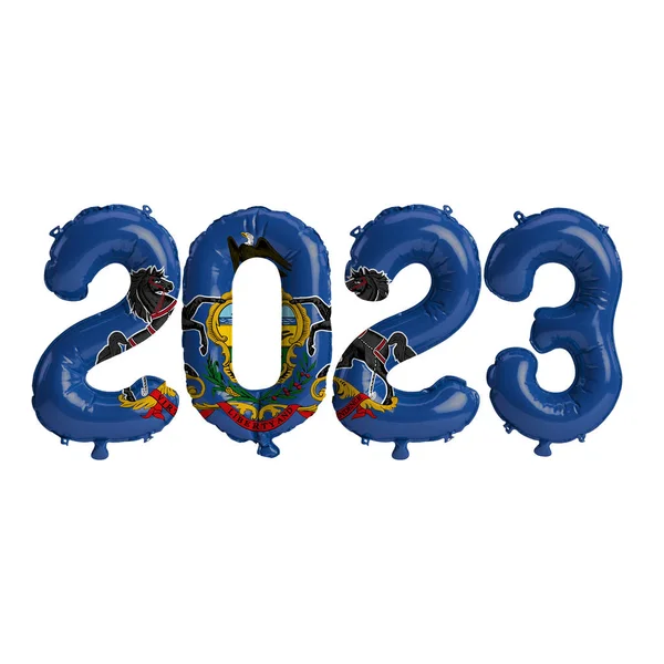 Ilustrace Balónů 2023 Pensylvánii Vlajka Barva Izolované Bílém Pozadí — Stock fotografie
