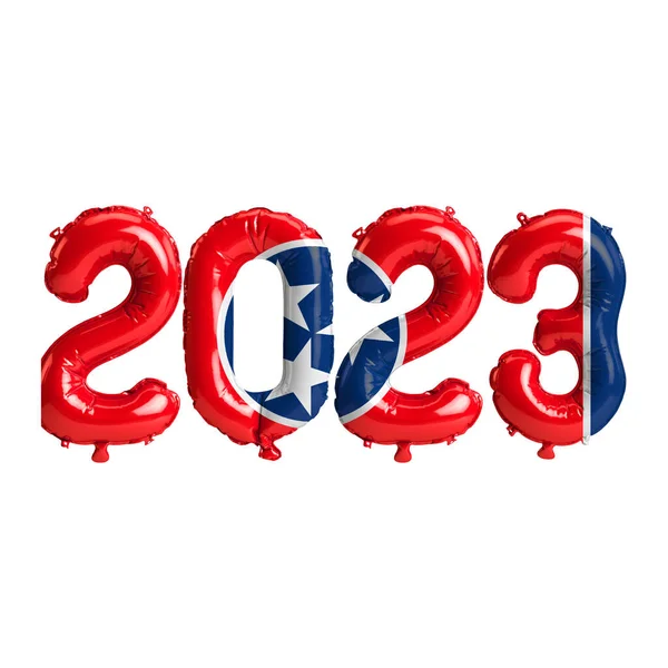 Ilustrace Balónů 2023 Barvě Vlajky Tennessee Izolované Bílém Pozadí — Stock fotografie