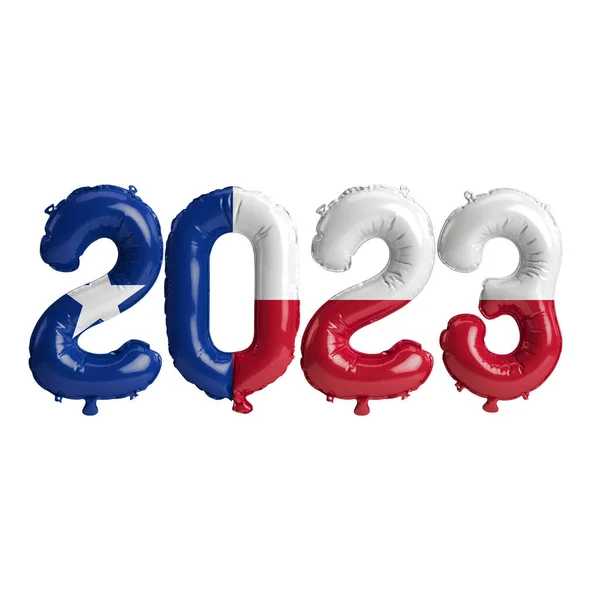 Ilustrace Balónů 2023 Barvě Texaské Vlajky Izolované Bílém Pozadí — Stock fotografie