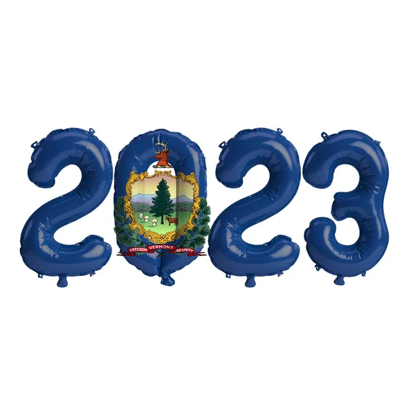 Εικονογράφηση Του 2023 Μπαλόνια Στο Βερμόντ Χρώμα Σημαία Απομονώνονται Λευκό — Φωτογραφία Αρχείου