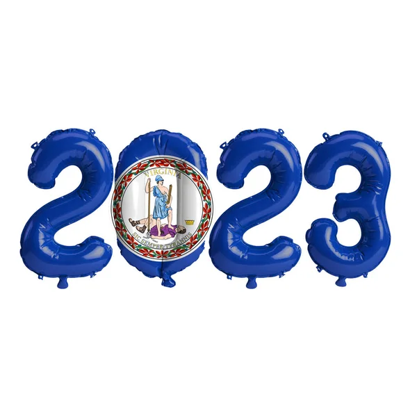 Εικονογράφηση Του 2023 Μπαλόνια Στο Χρώμα Σημαία Βιρτζίνια Απομονώνονται Λευκό — Φωτογραφία Αρχείου