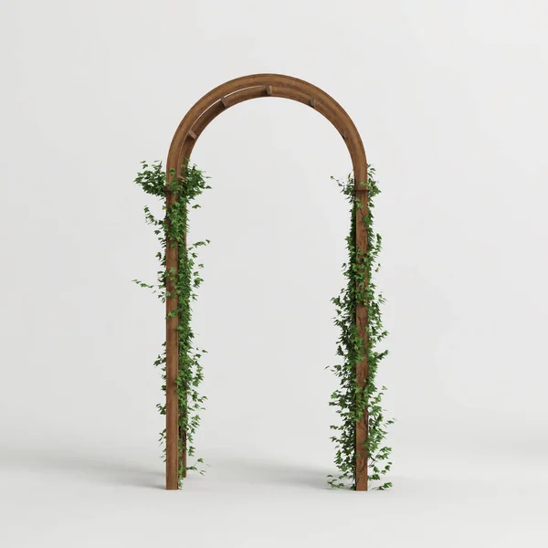 stock image 3d illustration of wooden arched ivy isolated on white background